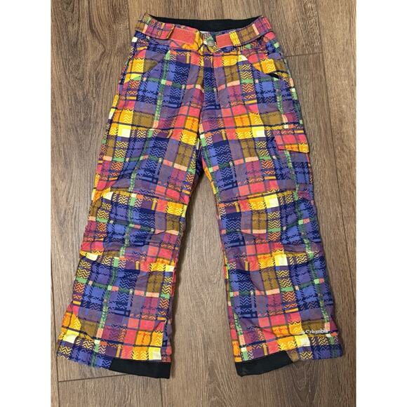 Columbia Bugaboo Size 4 - 6 Years Pink Putple Plaid snow pants ski adjustable - Picture 1 of 2
